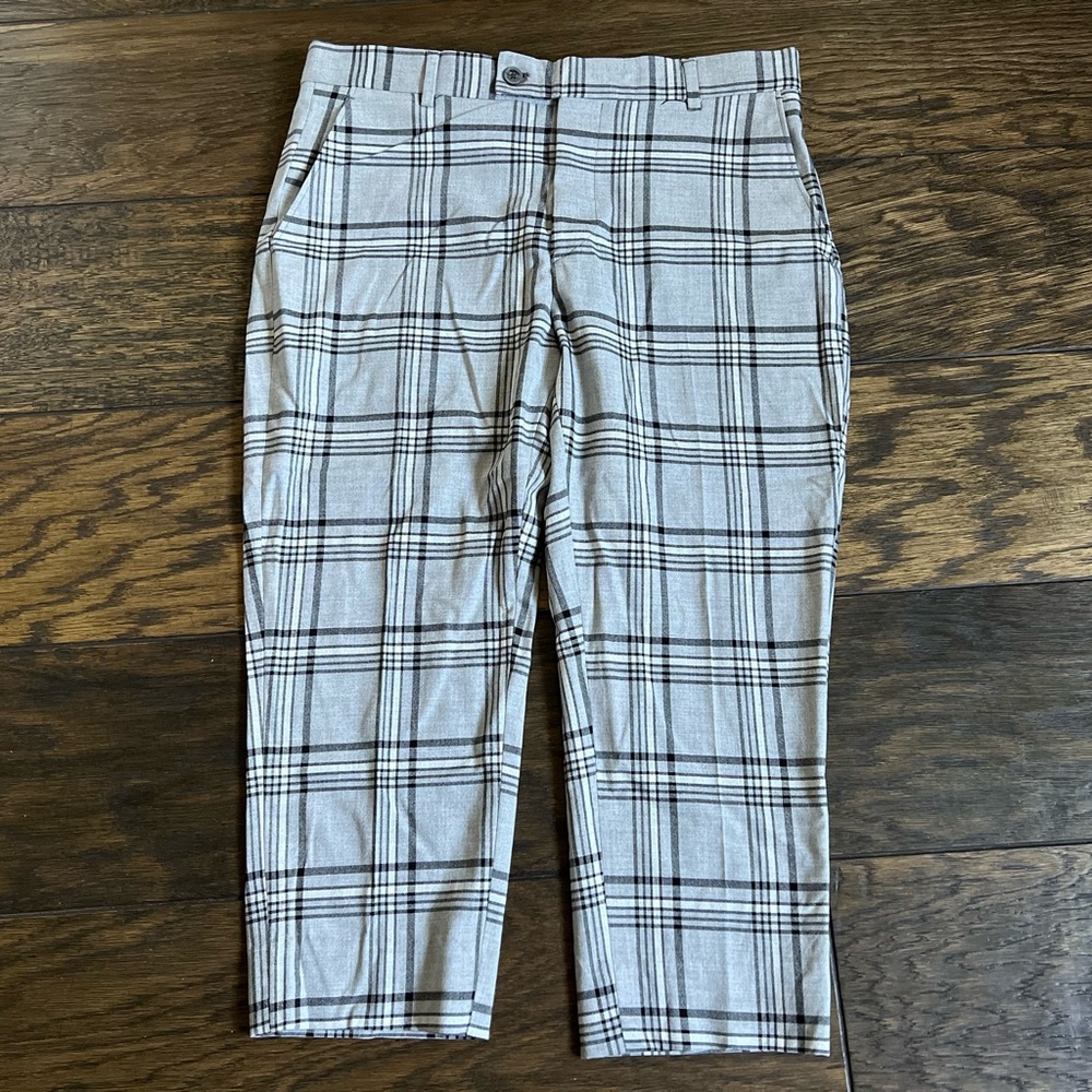 Boohooman Men's Gray Plaid Pants